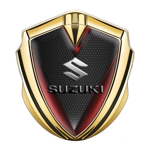 Suzuki Emblem Auto Zeichen Goldtonfarbe Rote Flugel Effekt Auflage