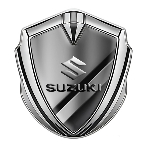 Suzuki Emblem Aufkleber Autozubehor Silbertonfarbe Diagonale Elemente Auflage