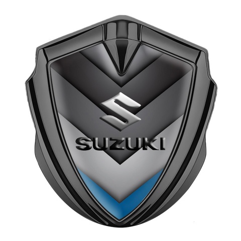 Suzuki Selbstklebendes Metallaufkleber Emblem Graphit Tonfarbe Grau Blau V Form Details