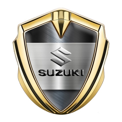 Suzuki Emblem Abzeichen Goldtonfarbe Matt Fundament mit Grau Logo