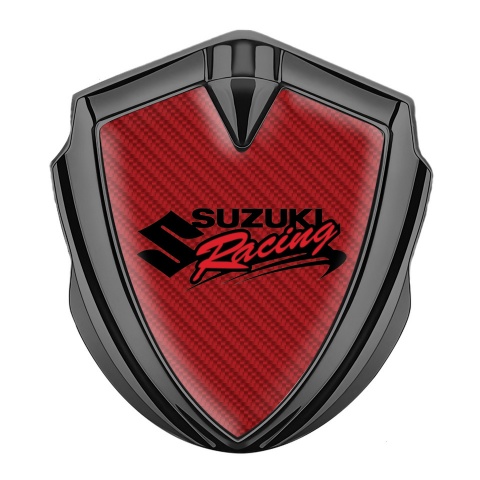 Suzuki Emblem Abzeichen selbstklebend Graphit Tonfarbe Rote Carbon Racing Logo Stil