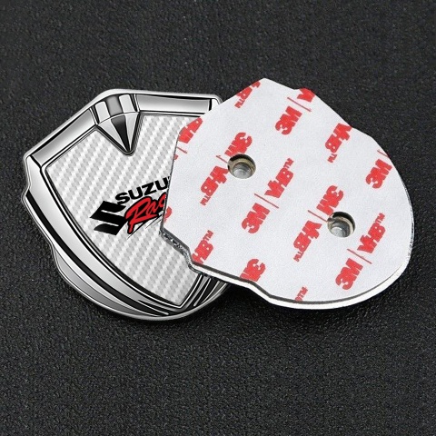 Suzuki Emblem Auto Zeichen Silbertonfarbe Weiss Carbon Racing Logo Motiv