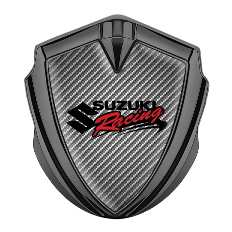 Suzuki Emblem Logo Schriftzug Aufkleber Graphit Tonfarbe Grau Carbon mit racing Logo Stil