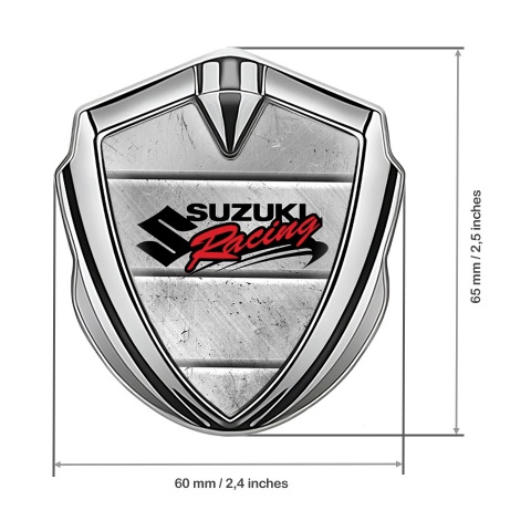 Suzuki Emblem Abzeichen selbstklebend Silbertonfarbe Steinteile Fundament mit Racing Logo Motiv