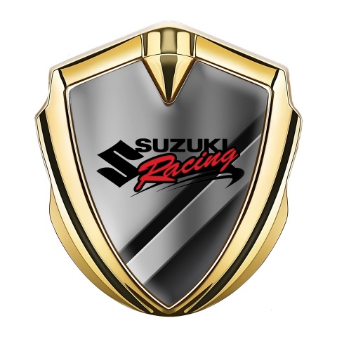 Suzuki Emblem Aufkleber Autozubehor Goldtonfarbe Diagonale Paneele mit Racing Logo