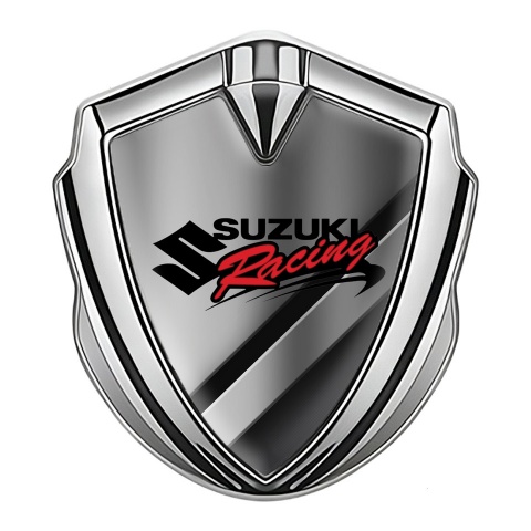 Suzuki Emblem Aufkleber Autozubehor Silbertonfarbe Diagonale Paneele mit Racing Logo