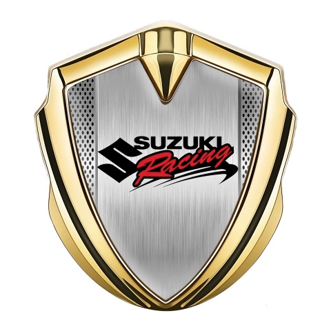 Suzuki Selbstklebendes Metallaufkleber Emblem Goldtonfarbe Metal Mesh mit Metal Panel still