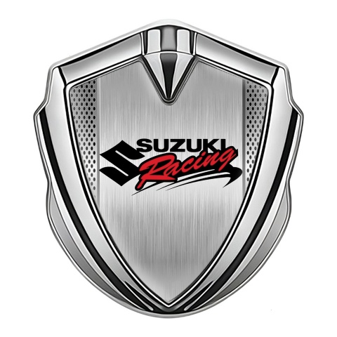 Suzuki Selbstklebendes Metallaufkleber Emblem Silbertonfarbe Metal Mesh mit Metal Panel still