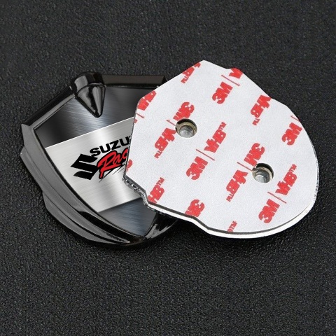 Suzuki Emblem Logo Schriftzug Aufkleber Graphit Tonfarbe Matt Metall Basis mit Racing logo