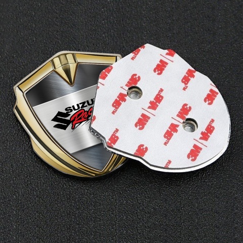 Suzuki Emblem Logo Schriftzug Aufkleber Goldtonfarbe Matt Metall Basis mit Racing logo
