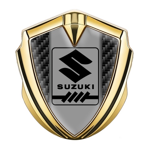 Suzuki Emblem Abzeichen Goldtonfarbe Schwarz Kohlenstoff Grau logo Panel