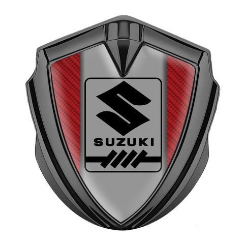Suzuki Abzeichen selbstklebend Graphit Tonfarbe Rote Kohlenstoff und Grau Logo Panel