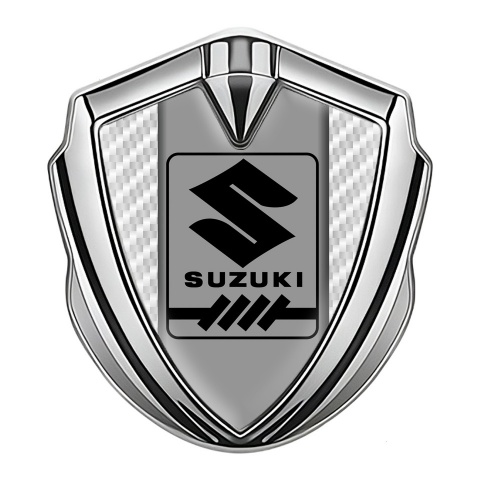 Suzuki Emblem Auto Zeichen Silbertonfarbe Weiss Kohlenstoff Mit Grau Logo Panel