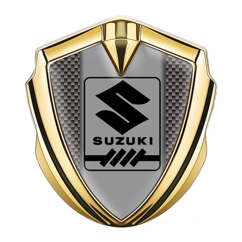 Suzuki Selbstklebendes Metallaufkleber Emblem Goldtonfarbe Braun Carbon mit Grau Panel Logo