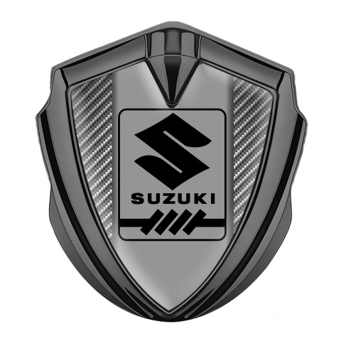 Suzuki Emblem Logo Schriftzug Aufkleber Graphit Tonfarbe Kohlenstoff mit Grau Logo Panel