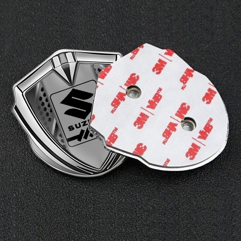 Suzuki Seitenflugel Emblem Aufkleber Silbertonfarbe Gitter Elemente Design