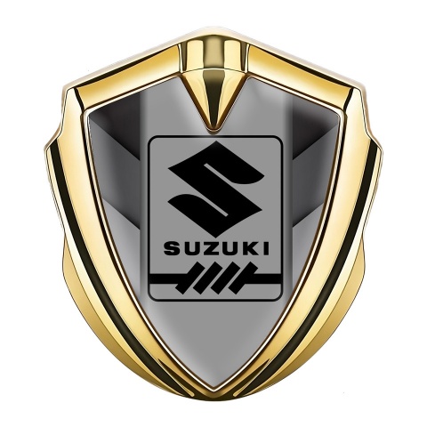 Suzuki Emblem Logo Schriftzug Aufkleber Goldtonfarbe V Form Details Mit grau Logo Panel