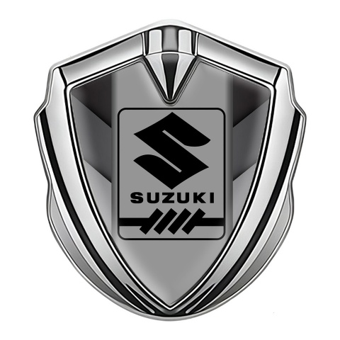 Suzuki Emblem Logo Schriftzug Aufkleber Silbertonfarbe V Form Details Mit grau Logo Panel