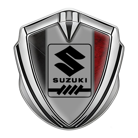 Suzuki Seitenflugel Emblem Aufkleber Silbertonfarbe Zerkratzt basis Effekt mit Grau Logo Panel