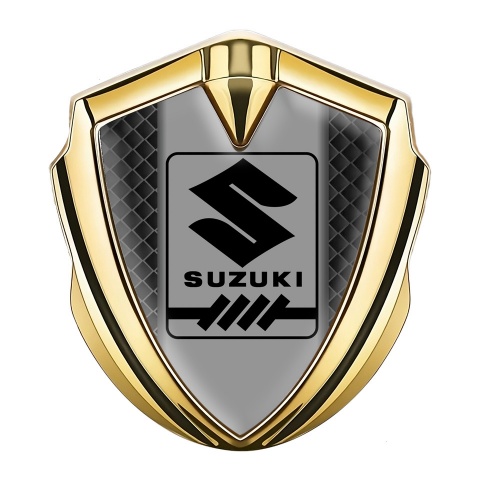 Suzuki Emblem Abzeichen Goldtonfarbe Schwarz Netz Mit Grau Logo Panel