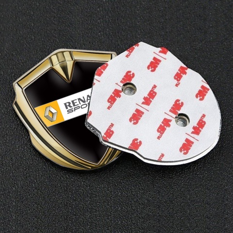 Renault Emblem Abzeichen Goldtonfarbe Schwarz Basis mit Sport Logo