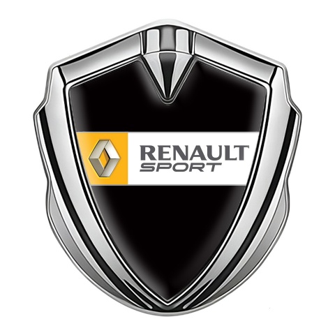 Renault Emblem Abzeichen Silbertonfarbe Schwarz Basis mit Sport Logo