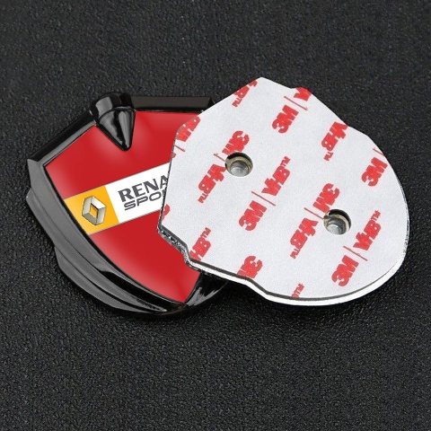 Renault Abzeichen selbstklebend Graphit Tonfarbe Rote Vorlage mit Sport Logo Auflage