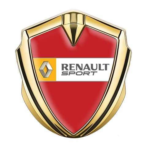 Renault Abzeichen selbstklebend Goldtonfarbe Rote Vorlage mit Sport Logo Auflage