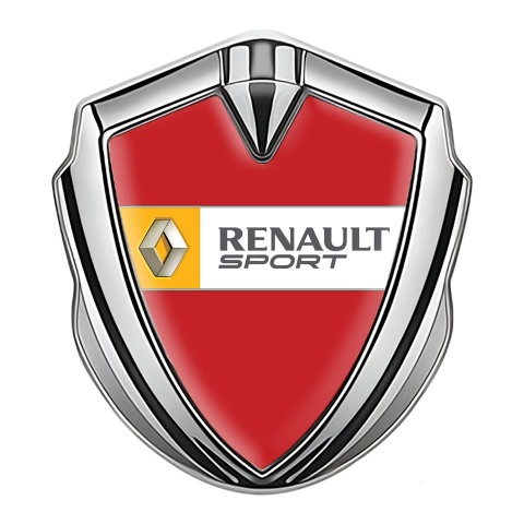 Renault Abzeichen selbstklebend Silbertonfarbe Rote Vorlage mit Sport Logo Auflage