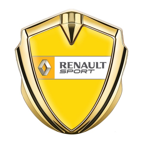 Renault Emblem Abzeichen selbstklebend Goldtonfarbe Gelb Vorlage mit Sport Logo Design