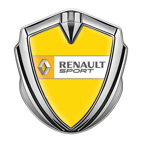 Renault Emblem Abzeichen selbstklebend Silbertonfarbe Gelb Vorlage mit Sport Logo Design