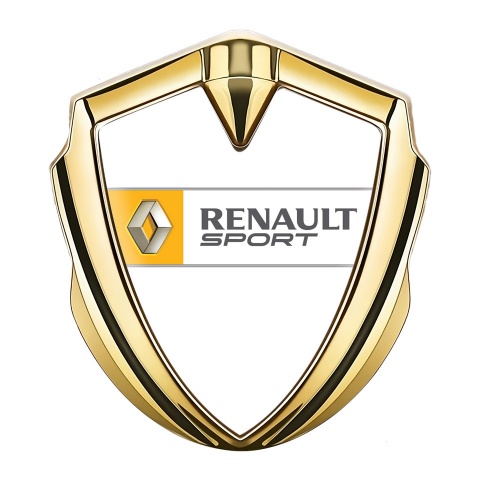Renault Emblem Auto Zeichen Goldtonfarbe Weiss Vorlage mit Sport Logo Ausfuhrung