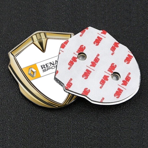 Renault Emblem Auto Zeichen Goldtonfarbe Weiss Vorlage mit Sport Logo Ausfuhrung