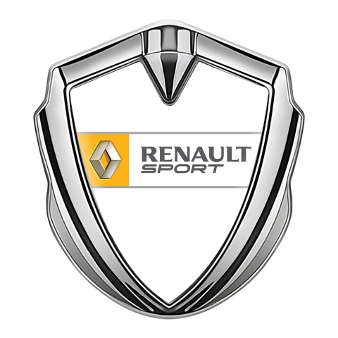 Renault Emblem Auto Zeichen Silbertonfarbe Weiss Vorlage mit Sport Logo Ausfuhrung