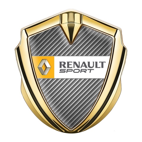 Renault Emblem Auto Zeichen Goldtonfarbe Grau Carbon mit Sport Logo