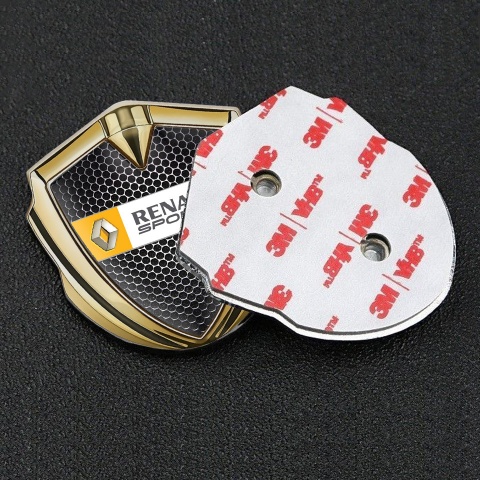 Renault Emblem Aufkleber Autozubehor Goldtonfarbe Perforierter Stahl Basis mit Sport logo