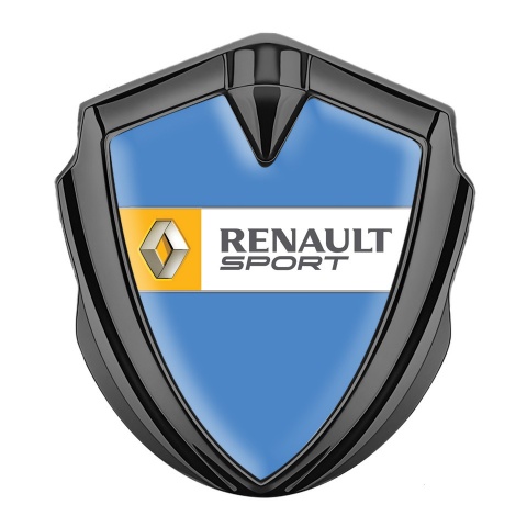 Renault Selbstklebendes Metallaufkleber Emblem Graphit Tonfarbe Blau Hintergrund mit Sport logo