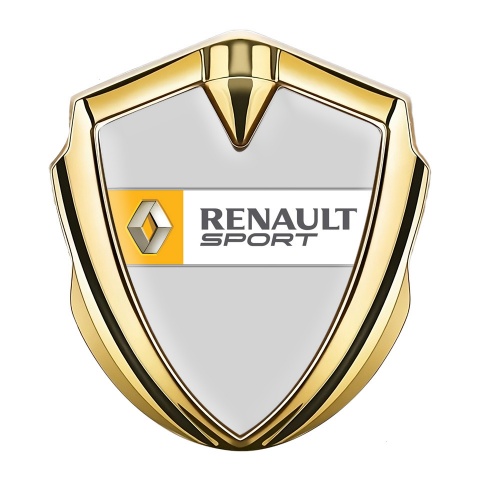 Renault Emblem Logo Schriftzug Aufkleber Goldtonfarbe Grau Fundament mit Sport Logo Design