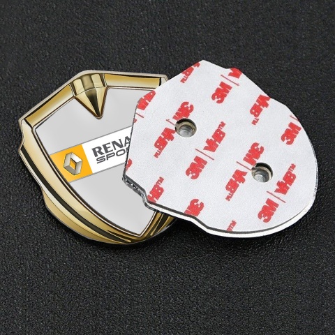 Renault Emblem Logo Schriftzug Aufkleber Goldtonfarbe Grau Fundament mit Sport Logo Design