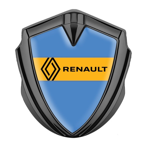 Renault Emblem Aufkleber Autozubehor Graphit Tonfarbe Blau fundament mit Gelb Band Logo