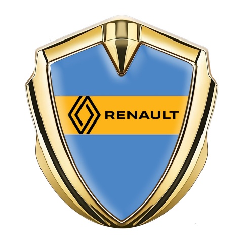 Renault Emblem Aufkleber Autozubehor Goldtonfarbe Blau fundament mit Gelb Band Logo