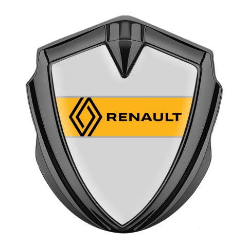 Renault Selbstklebendes Metallaufkleber Emblem Graphit Tonfarbe Grau Fundament mit Gelb Band Logo