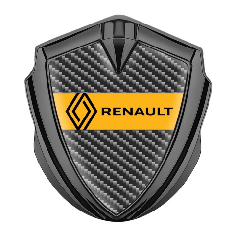 Renault Emblem Abzeichen Graphit Tonfarbe Dunkles Carbon mit Gelb Band Logo