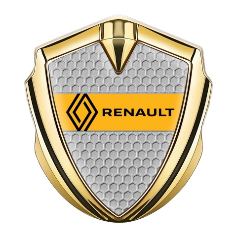 Renault Emblem Abzeichen selbstklebend Goldtonfarbe Wabeneffekt Hintergrund mit Gelb Band Logo
