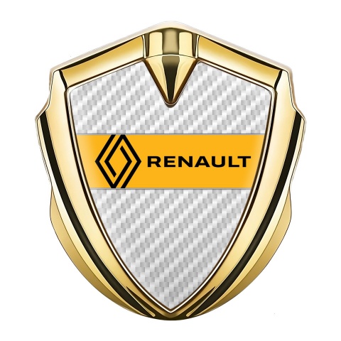 Renault Emblem Auto Zeichen Goldtonfarbe Weiss Carbon Design
