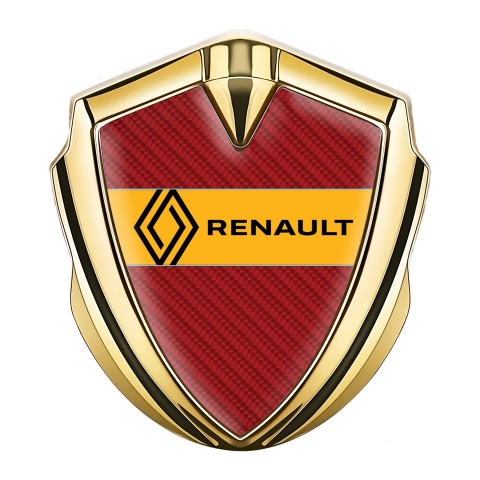 Renault Emblem Auto Zeichen Goldtonfarbe Rote Kohlenstoff Design