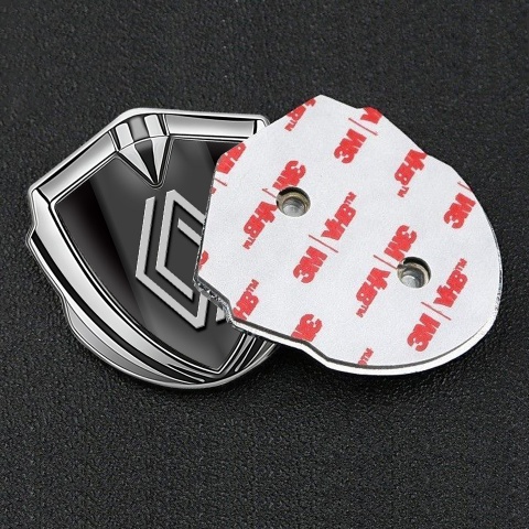 Renault Selbstklebendes Metallaufkleber Emblem Silbertonfarbe Schwarz Basis mit Modernes Logo