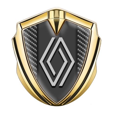 Renault Emblem Logo Schriftzug Aufkleber Goldtonfarbe Dunkles Karbon mit Modernes Logo Stil