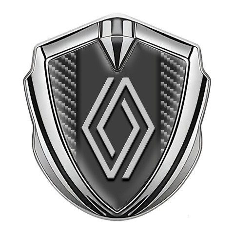 Renault Emblem Logo Schriftzug Aufkleber Silbertonfarbe Dunkles Karbon mit Modernes Logo Stil