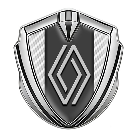 Renault Abzeichen selbstklebend Silbertonfarbe Weiss Carbon mit Modernes Logo